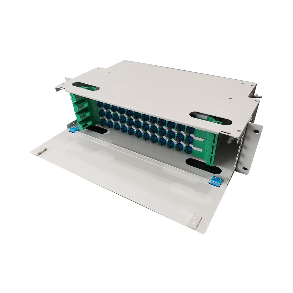 48 Core Sliding Rack Mount Fiber Optic Distribution Frame ODF 19 Inch 1U with SC/LC Adapte