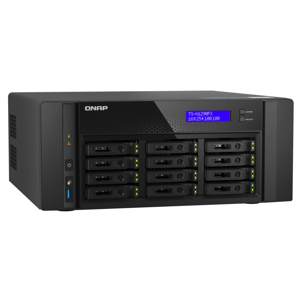 Innovative Product Design Desktop 12-bay U.2 NVMe/SATA All-flash QNAP TS-h1290FX NAS Serve