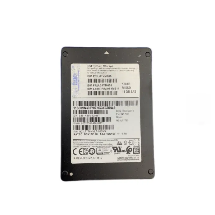 01YM909 Enterprise Solid State Drive 7.68TB NVMe U.2 Interface Compatible with 01YM651 Sto