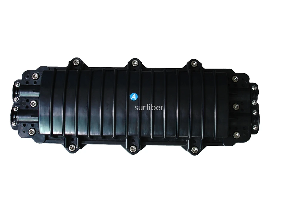 Customizable Black Fiber Joint Closure FTTH Horizontal Enclosure 5 Ports Compatible