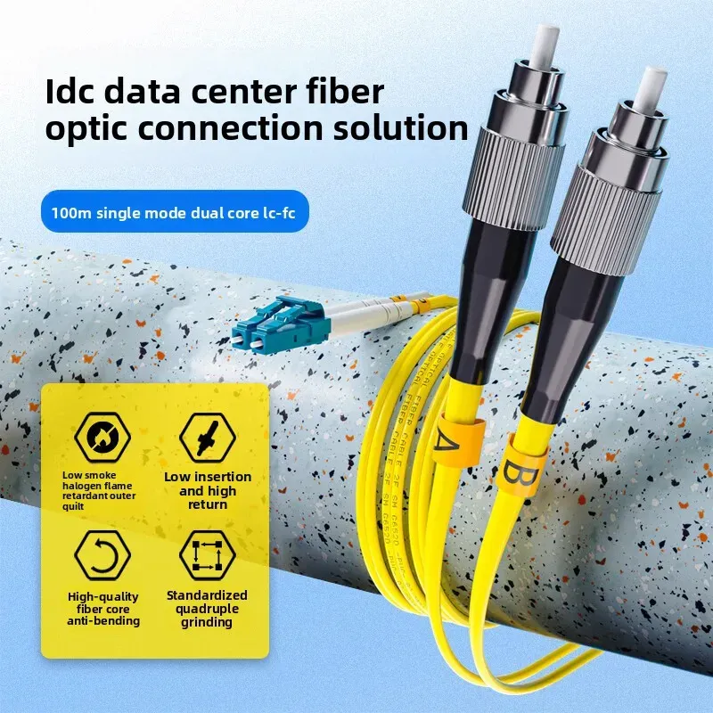 Single-Mode 10g Dual-Core Fiber Optic Jumper 1-50m Optional LC-Fc 9/125 Pigtail for FTTH