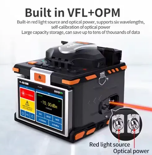 New Model Six Motors Splicing Machine Fiber Optic M5 Fusion Splicer with VFL OPM Functions