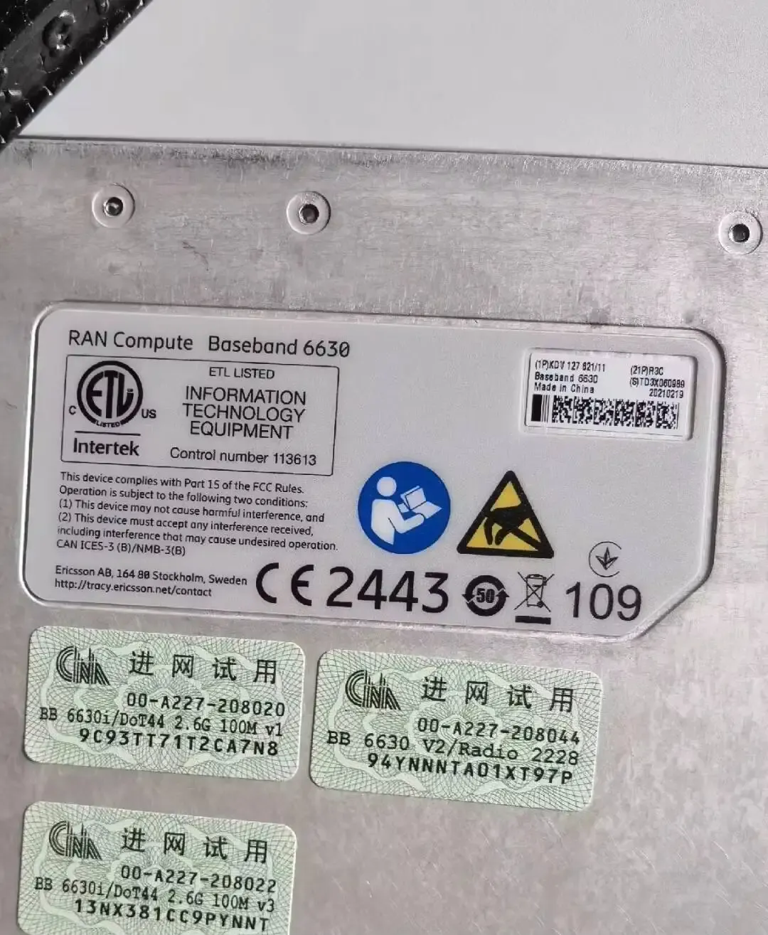 Baseband6630 6651 Processing Unit INF 903 6083/031 Management Module Batch Inventory Spot Wireless Infrastructure Equipment-boxintelecom