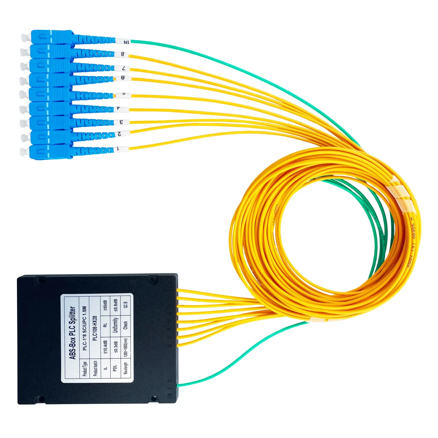 1*8 ABS Box-Type PLC Splitter LGX 8-Channel Fiber Optic PLC Plug-in Splitter SC/APC SC/UPC