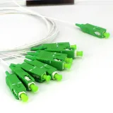 PLC 1x8 Mini Steel Tube Fiber Optic Splitter SC/APC 0.9mm Singlemode Pigtail Type