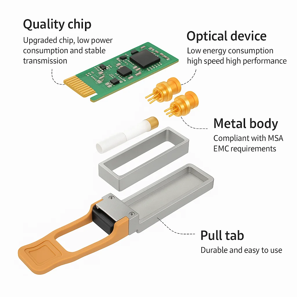 200G QSFP56 SR4 Transceiver| 850nm 100m MPO-12| Compatible with Cisco Huawei Arista Junipe