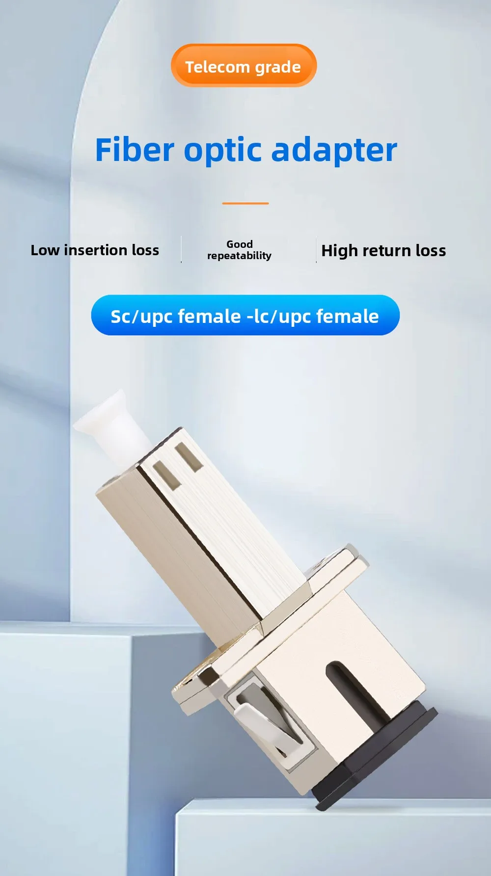 Single-Mode Fiber Optic Converter Sc Female-Lc Female Coupler with Small Square Butt Adapter for FTTH Applications