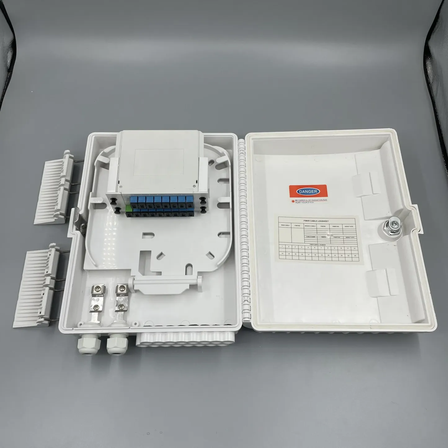 Fiber Optic Distribution Box Plc Splitter White  Black Color Odb Nap 16 Core Optical Fiber Terminal  Ftth Nap  Box-boxintelecom