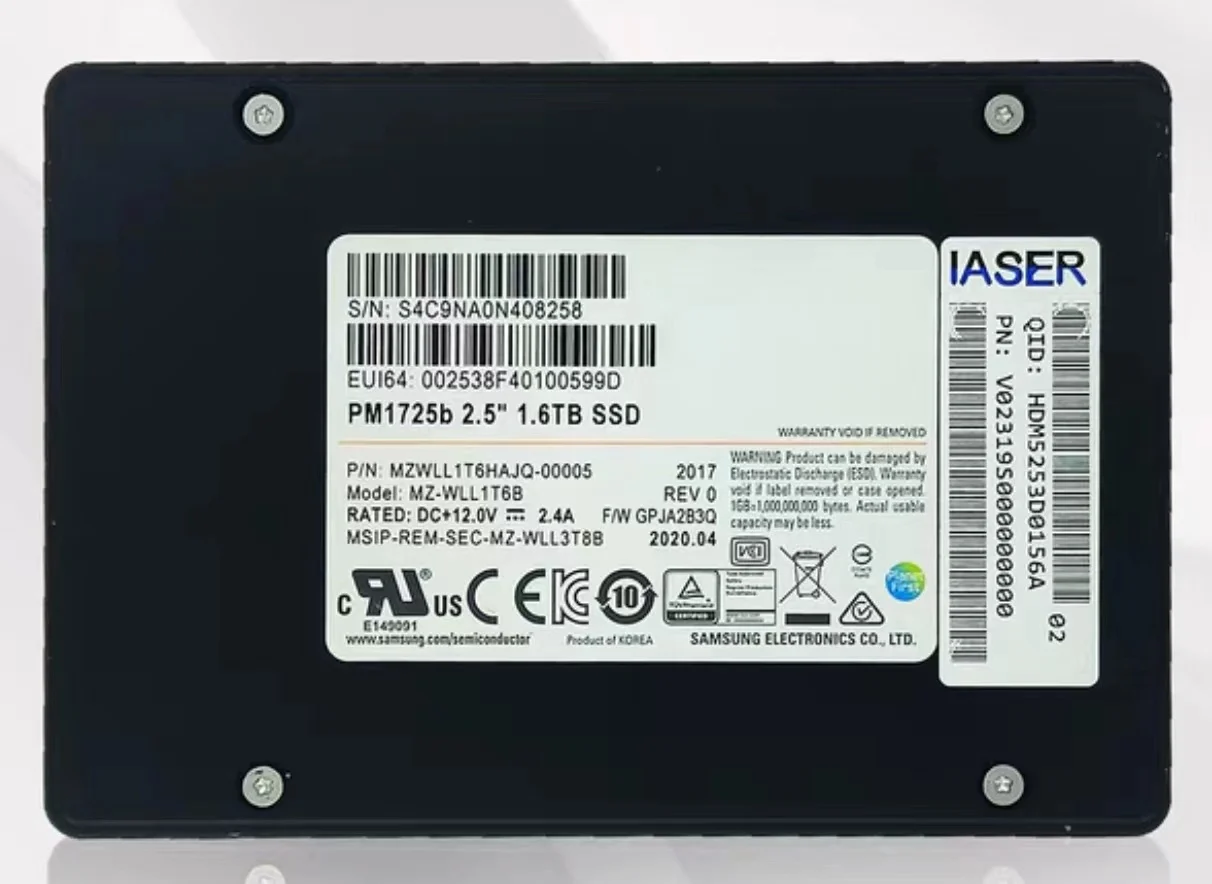 Used Enterprise SSD for Server Sumsung PM1725B U.2 3.2T HHIL Plug-In IBM HHML Plug-in Lenovo Version 11