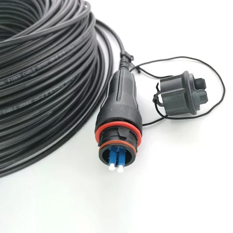 LSZH LSFH 4.8mm 9/125um Black Jacket Armed Outdoor Duplex SM Optical Fiber Cable with IP Fullax LC UPC Connector-boxintelecom