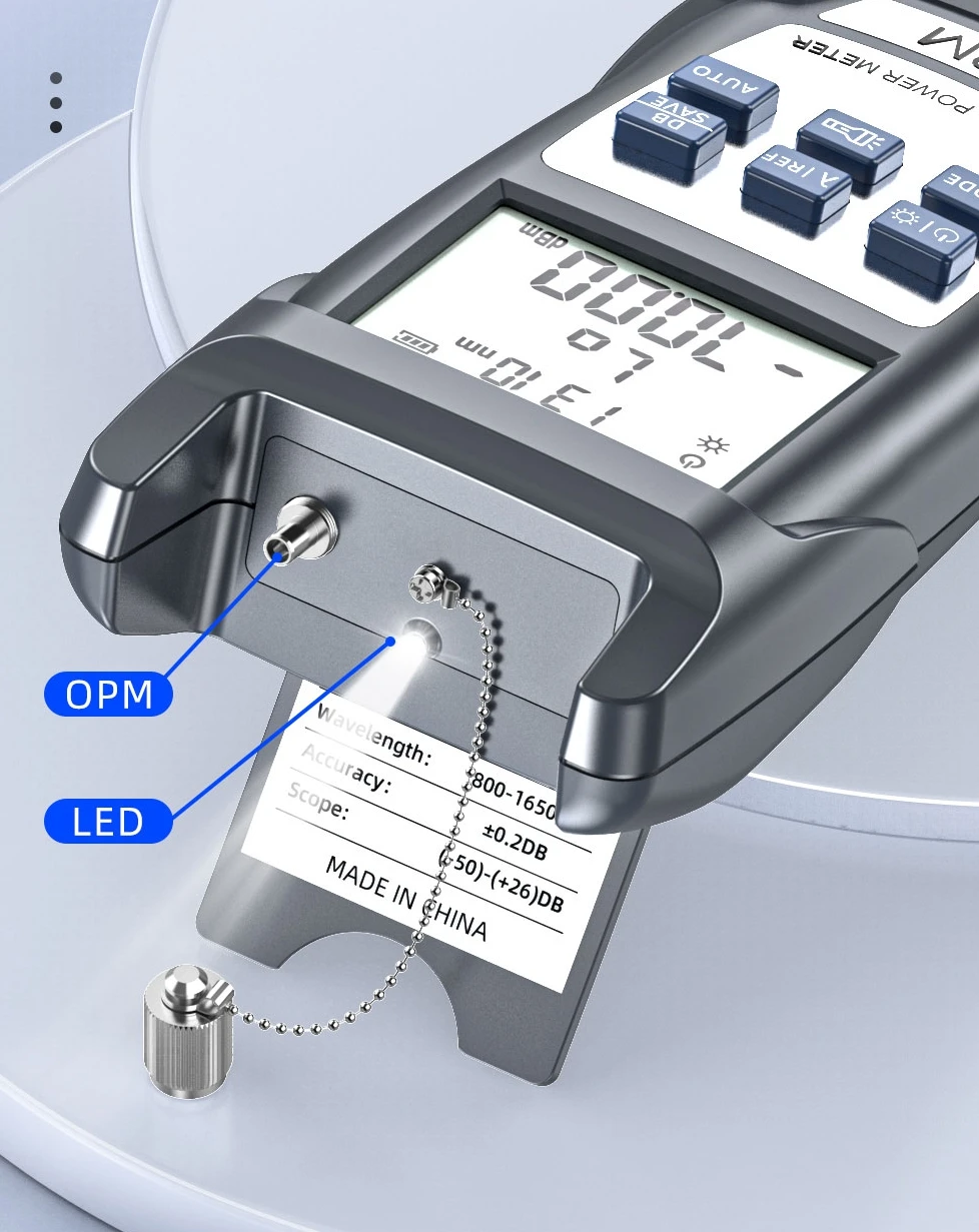 New Model Mini Opm  10 850-1650  Wavelngth Handheld Fiber Optic Power Meter -70+10dBm Optical