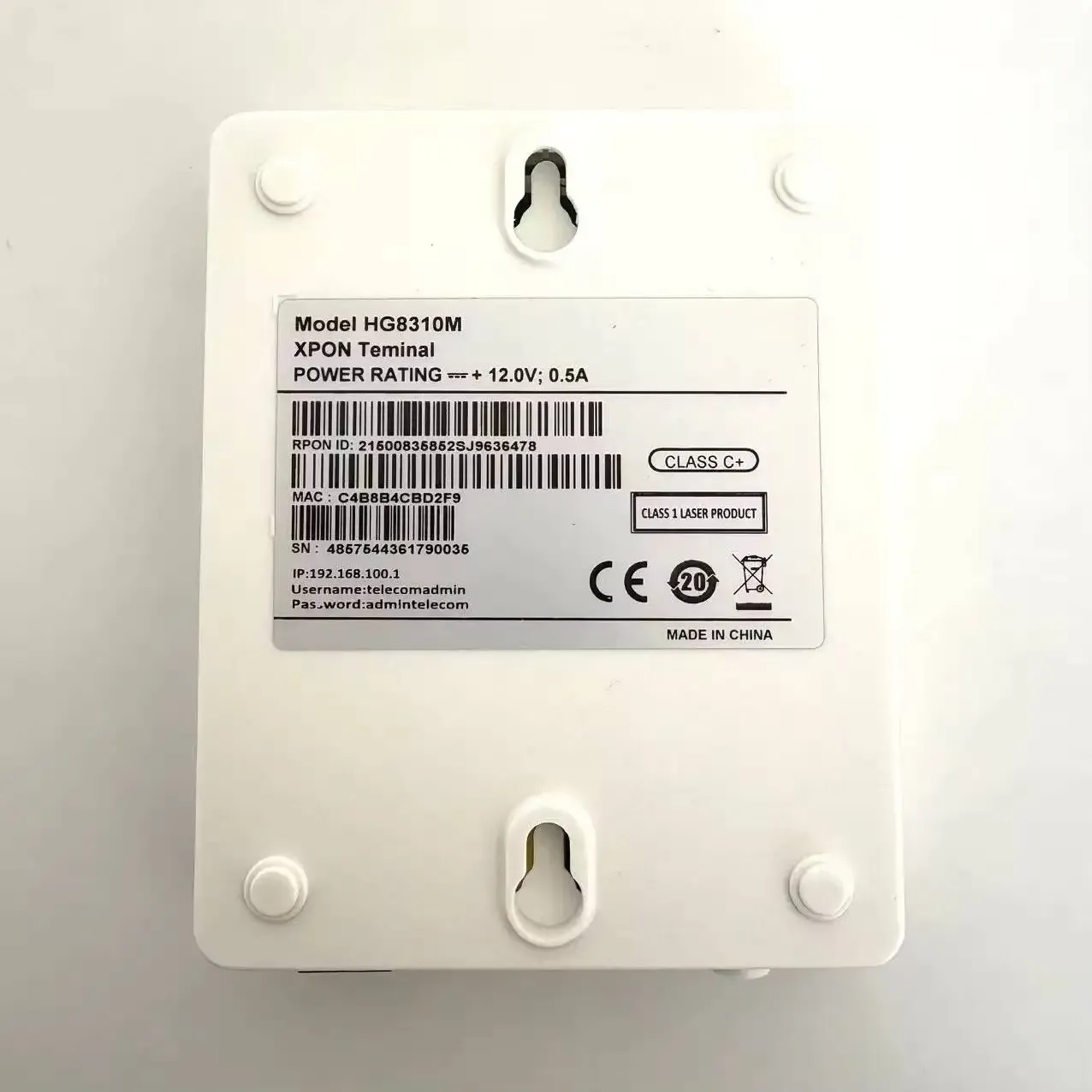 HG8310M Hot Sale GPON ONT FTTH Fiber Optic Equipment Telecom RJ45 POE 1GE+1GPON/EPON Port-boxintelecom
