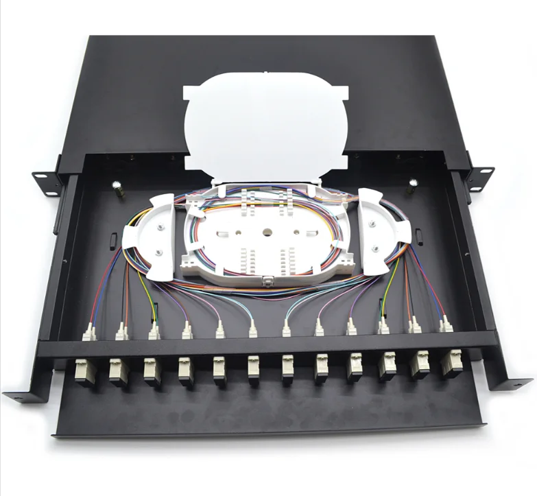 12 Port Fiber Optic Patch Panel, 12-Core SC MM ODF, Rack-Mount Optical Distribution Frame for Data Centers-boxintelecom