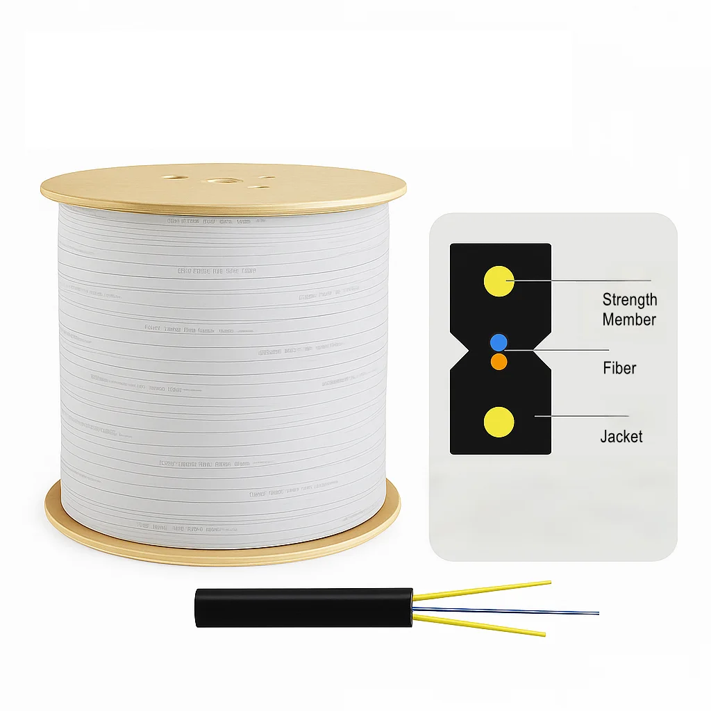 Surfiber GJXH GJXFH FTTH Indoor Drop Cable 2 Core Single Mode (G652D/G657A1) Fiber Optic C