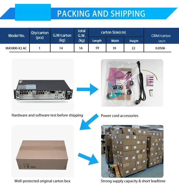 OLT MA5800X2 Mini Chassis 10G Uplink 16 Port GPHF GPSF CGHF CSHF SFP C+ C++ DC AC Power Fiber Optic Equipment GPON EPON XGPON-boxintelecom