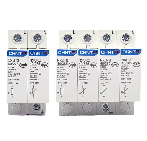 NU6-II 100KA/4P Surge Protection Device 385V AC 4 Pole Lightning Protector DIN Rail Mount