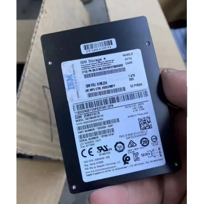 02WF116 02WF117 Enterprise Solid State Drive 7.68TB SAS Interface 2.5-inch Suitable for IB