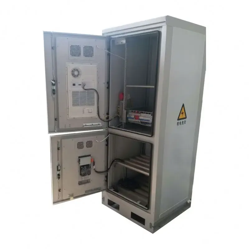 Outdoor 19 Rack Telecom Cabinet with Cooling System Outdoor Telecom Cabinet 22U (19 Inch Rack) + 2-Story Battery Rack-boxintelecom