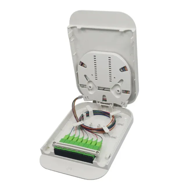8 Ports Indoor Mini FTTH Fiber Optic Distribution Box, IP54 ABS/PC Wall or Pole Mounted Fiber Terminal Box for FTTx Networks-boxintelecom