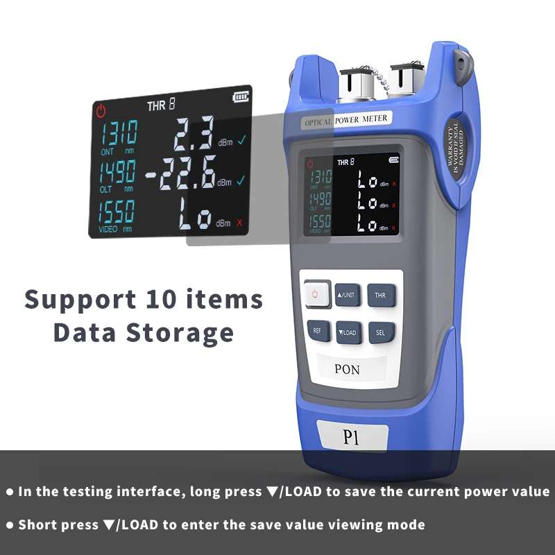 P1 Optical Power Meter Fiber FTTH OPM Multi-Interface Light Failure Tester with POE Network 850-1625nm SC/FC/ST-boxintelecom
