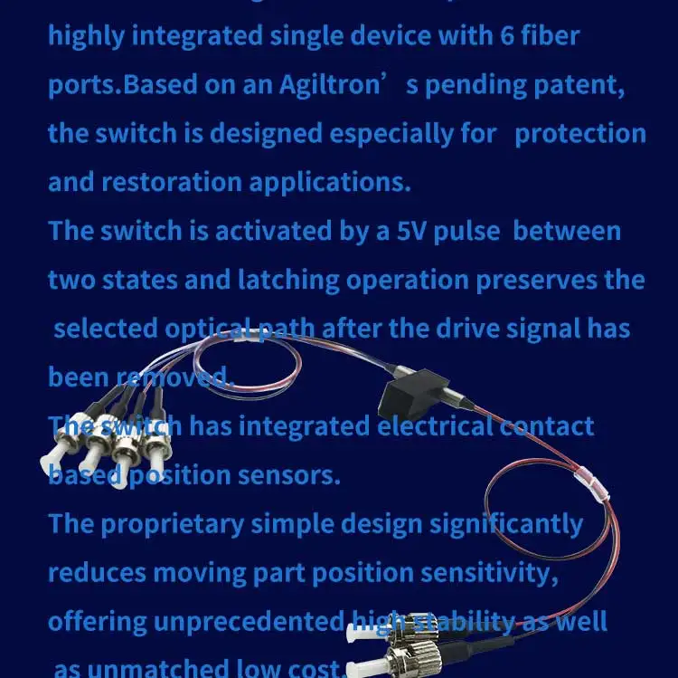 ZG TECH Dual 1x2 Multimode Fiberoptic Switch 8-Port 1310/1550nm FTTx LC/SC/FC/ST Connectors