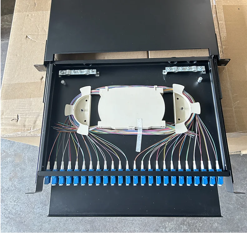 Rack Mount Fiber Optic Patch Panel 24/48 Core, Sliding Drawer ODF with SC LC ST Adapters,