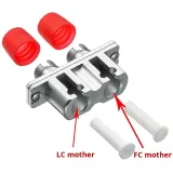 Dual Metal Fiber Optic LC-FC Adapter Coupler Connector Optical Single Mode with Flange Pla