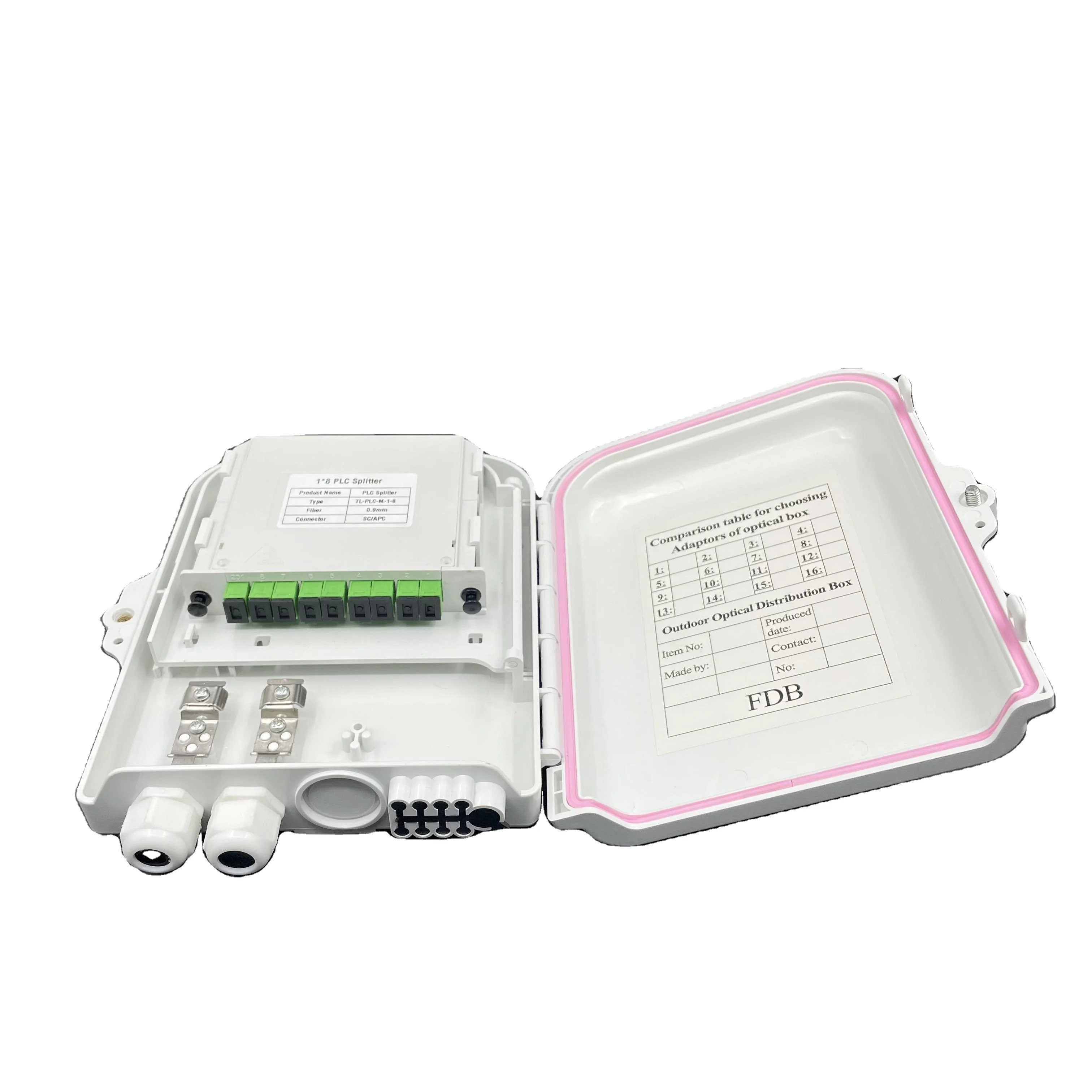 NAP ODP FTB 8 Core 1:8 Plc Pigtails Black White Uncut Cable Fiber Acess Terminal Splitter 