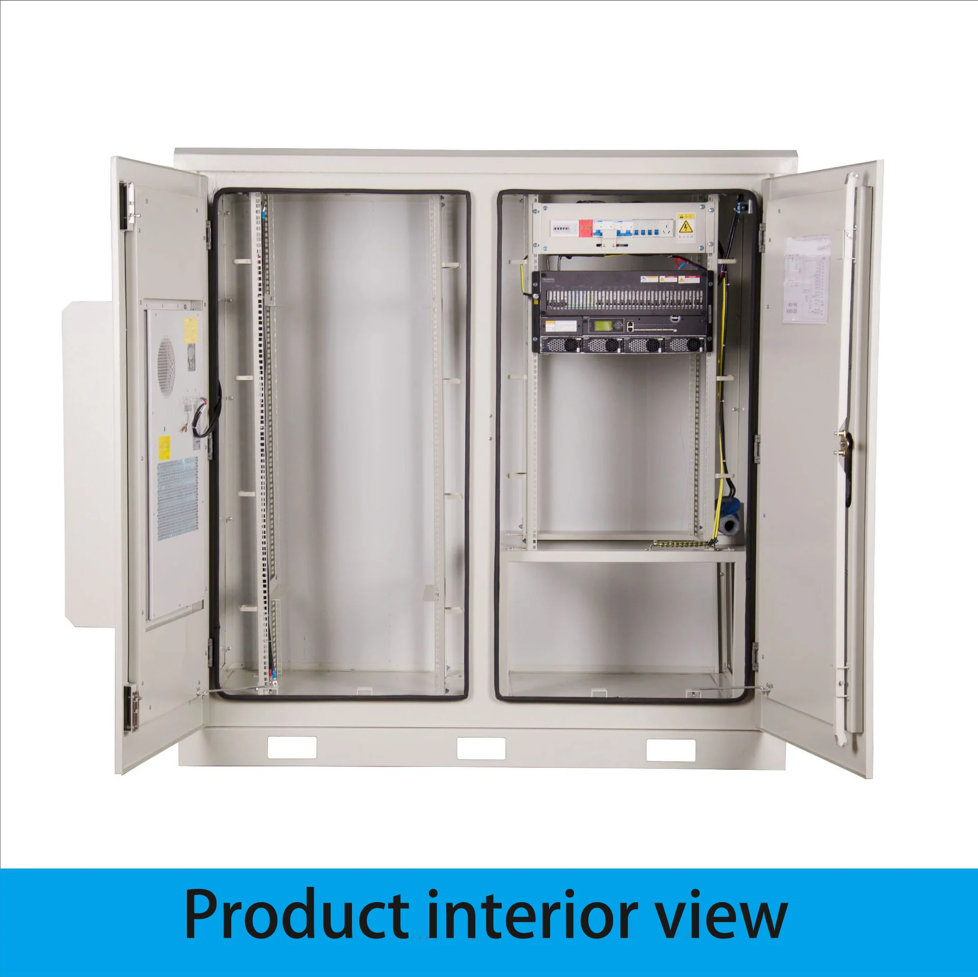 OEM ODM Custom Dual Compartment IP65 Waterproof Galvanized Steel Powder Coated RH Outdoor Cabinet for Electronics Instruments-boxintelecom