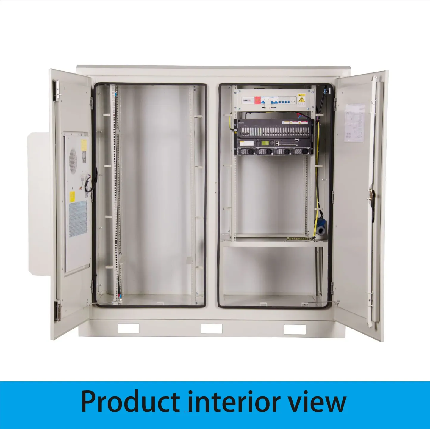 OEM ODM Custom Dual Compartment IP65 Waterproof Galvanized Steel Powder Coated RH Outdoor Cabinet for Electronics Instruments-boxintelecom