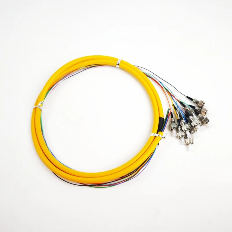 High Quality ST/UPC-12 CORE Pigtail Fiber Optic Patch Cord Cable Qingdao APT FTTH Factory 