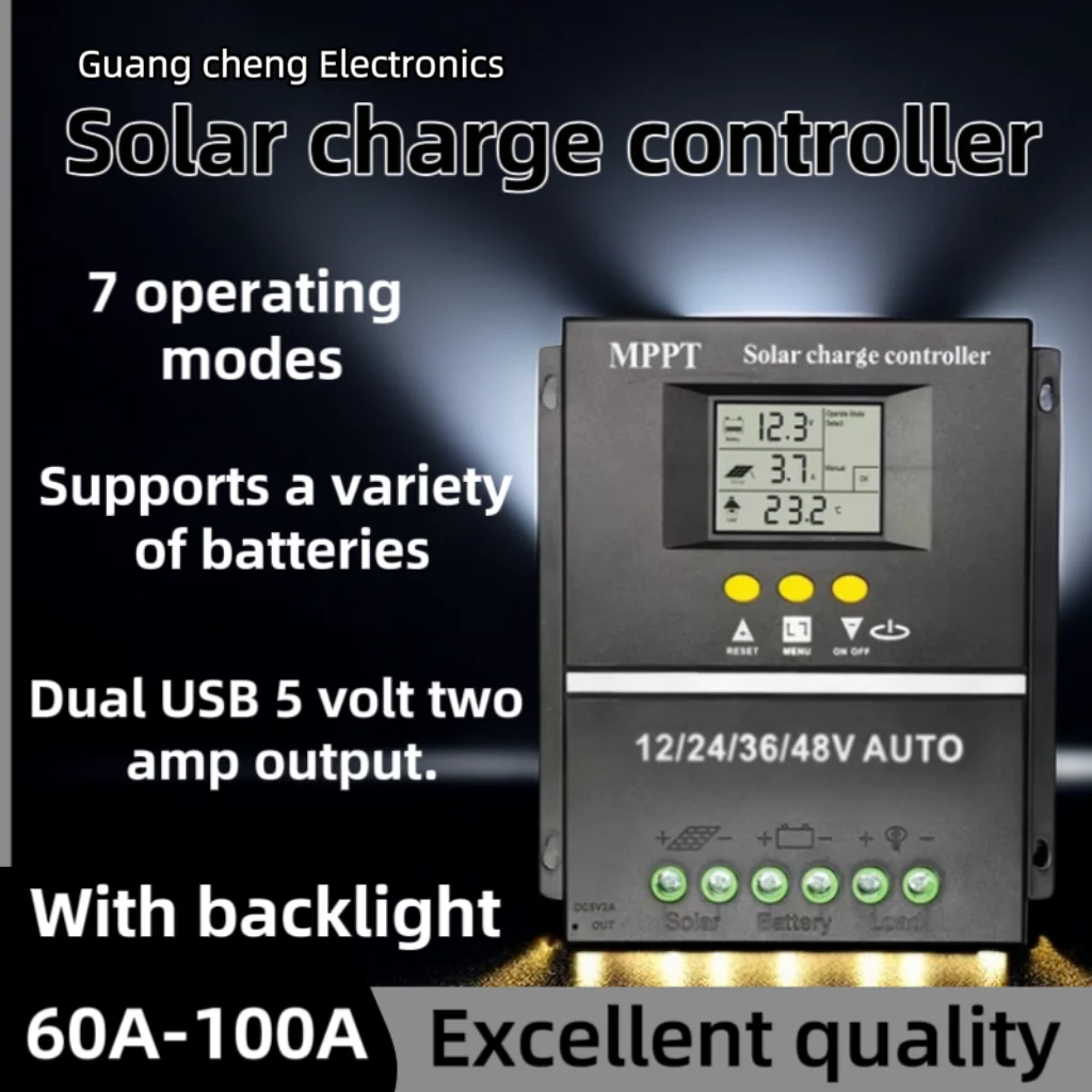 Smart MPPT 100A Solar PV Regulator AUTO 4000W 12V/24V/36V/48V Mppt Solar Charge Controller 60A Switch LED