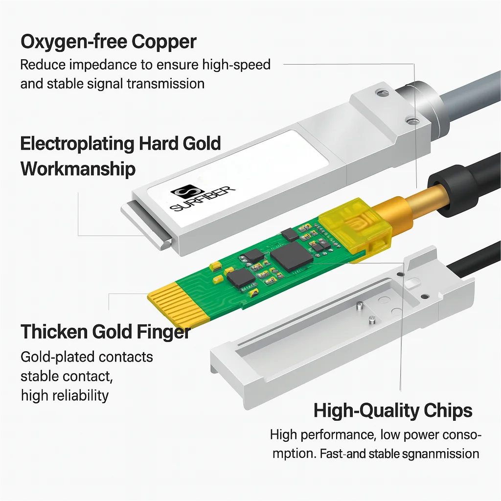 SURFIBER SUR-XF-DG100-2 100G QSFP28 to 2x 50G QSFP28 DAC Cable High-Speed Breakout Direct 