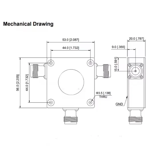 Telecommunication 500W 800-1000MHz Coaxial Circulator With Microstrip Line High Isolation 