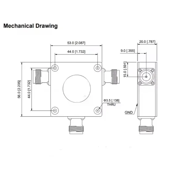 Telecommunication 500W 800-1000MHz Coaxial Circulator With Microstrip Line High Isolation 