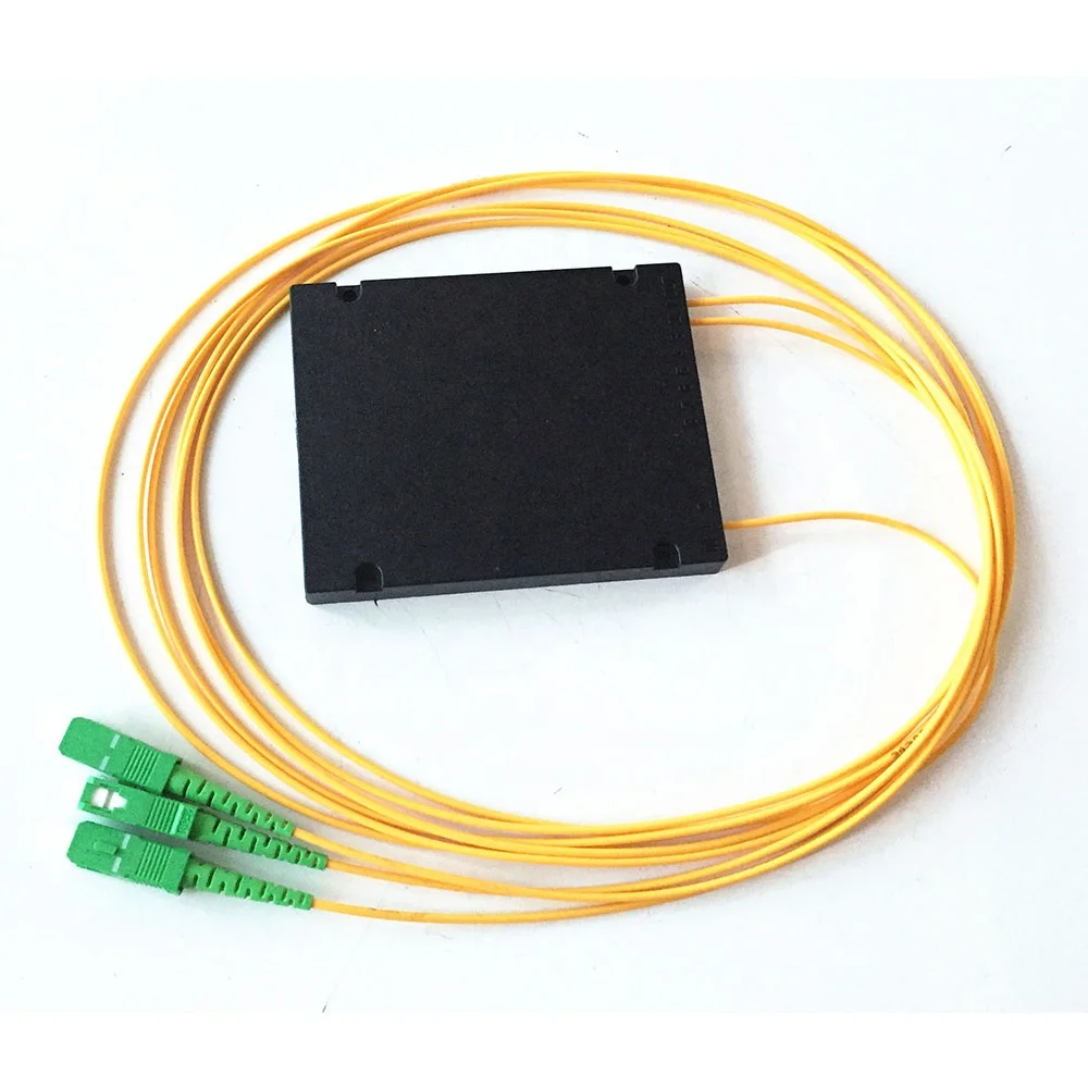Fiber Optical PLC Splitters 1*2 Way ABS Box SC/UPC Fiber Optic Splitter FTTH GPON EPON