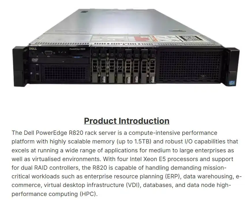 Best Price Dell Poweredge R820 DDR3 Xeon Processor 4 CPU Rack 4U Used Server High Performance Factory Direct Sale 0