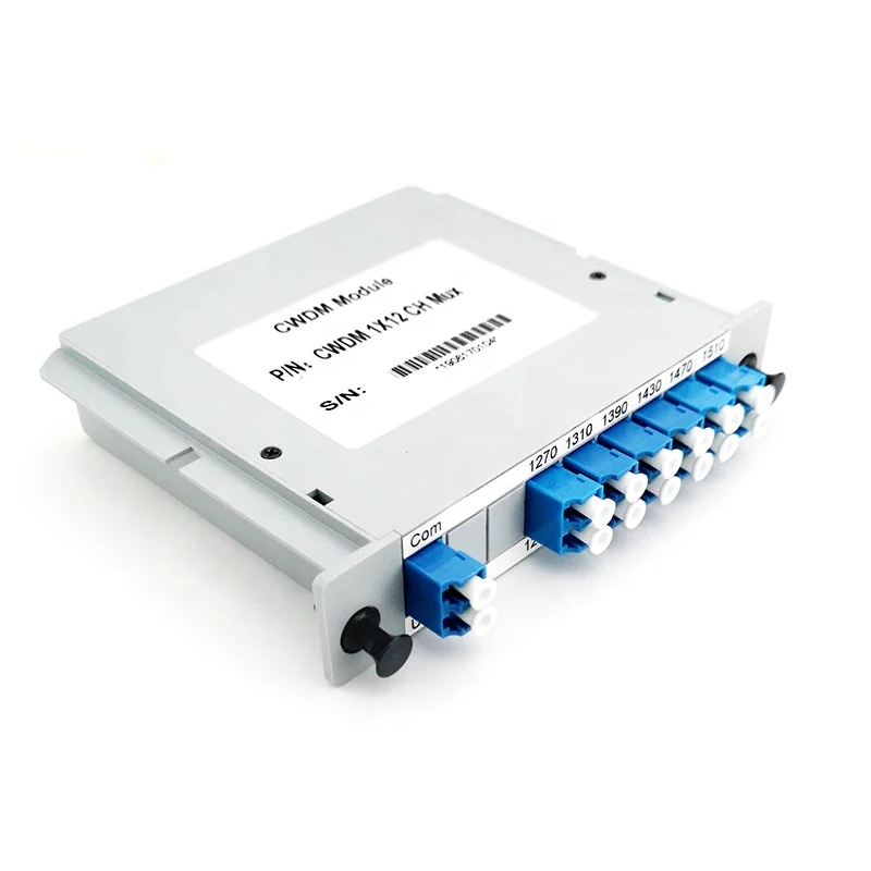 Fiber Optic Equipment Plastic 12CH MUX 1260-1620nm Fiber CWDM Cassette Module with LC UPC Adaptor-boxintelecom