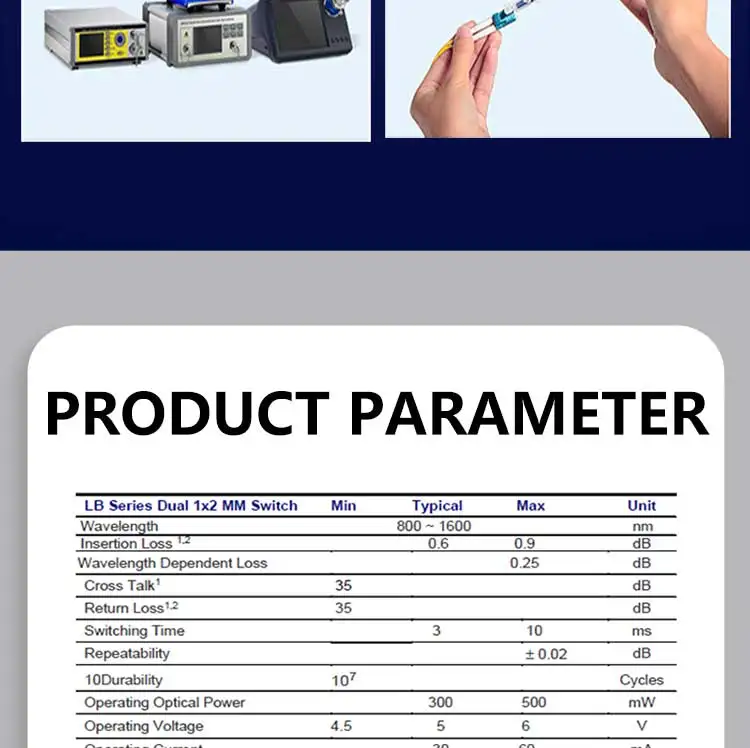 ZG TECH Dual 1x2 Multimode Fiberoptic Switch 8-Port 1310/1550nm FTTx LC/SC/FC/ST Connectors