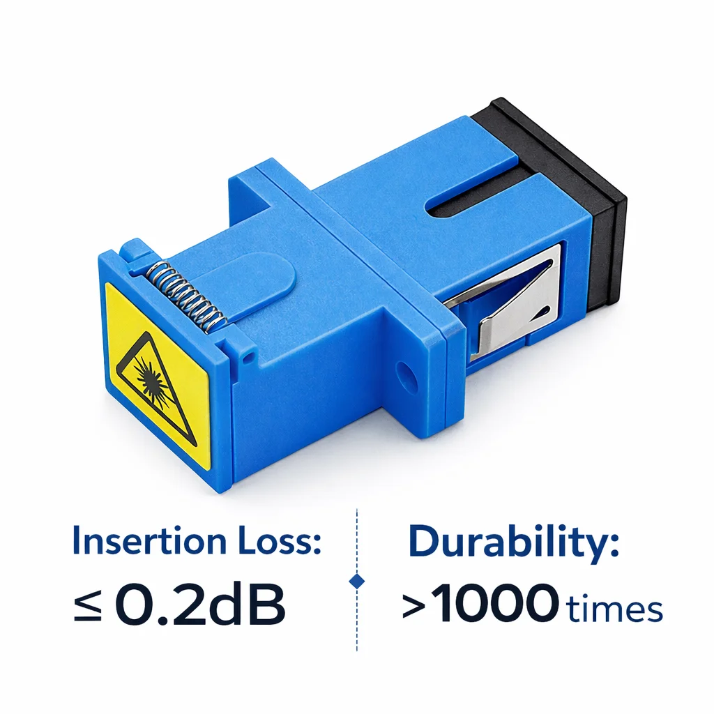 SC Laser Protection Fiber Optic Adapter with External Flip Cover, SM/MM/OM3/OM4 Flanged Coupler for Network Connections-boxintelecom