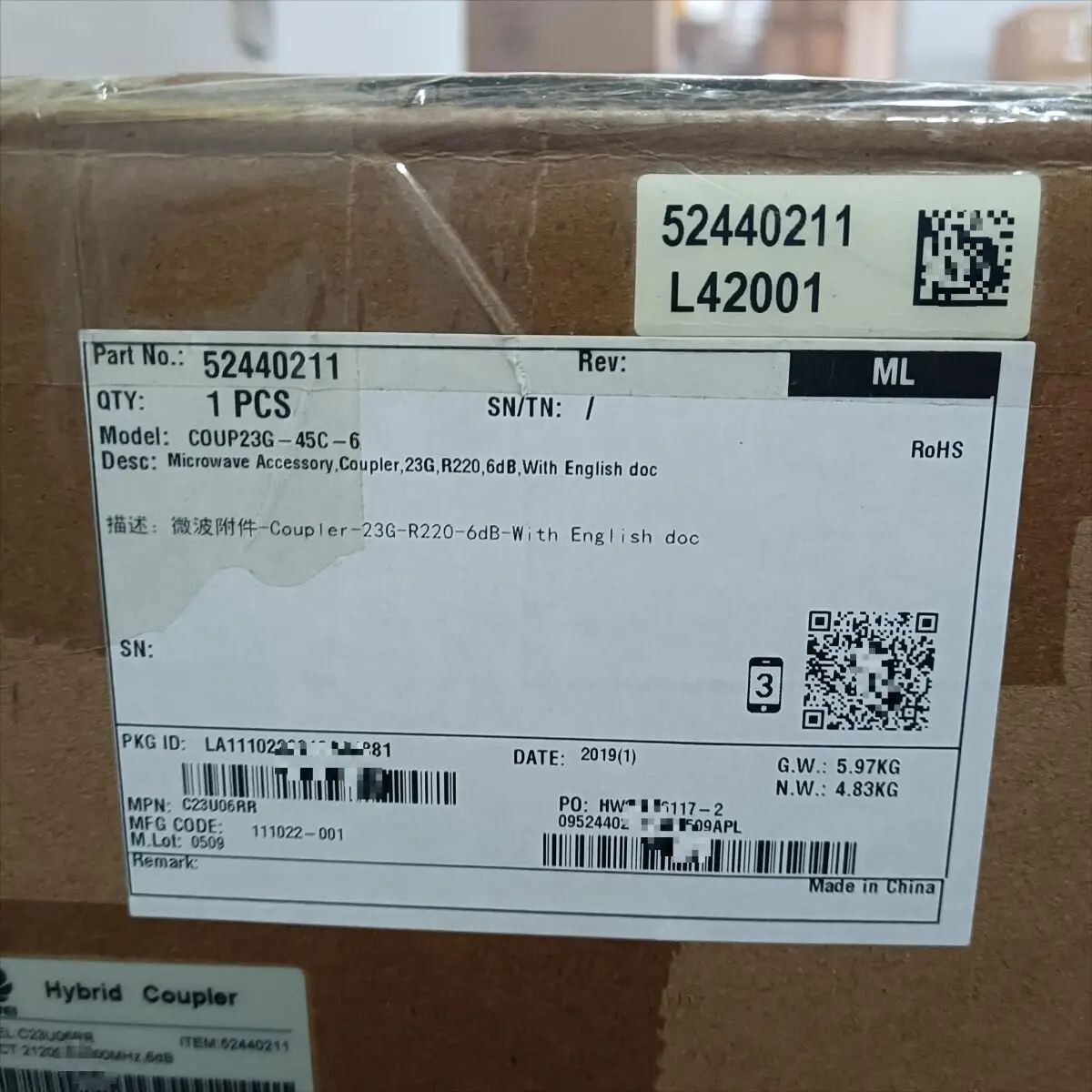 23G 52440211 C23U06RR COUP23G-45C-6 6Db Hybrid Coupler For rtn ODU XMC OMT Microwave acces