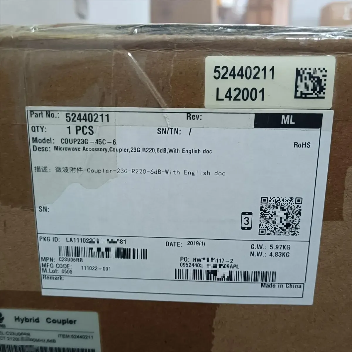 23G 52440211 C23U06RR COUP23G-45C-6 6Db Hybrid Coupler For rtn ODU XMC OMT Microwave acces