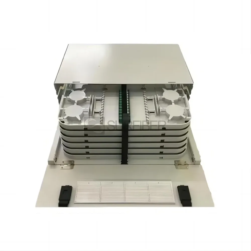 FTTH ODF 1U Fiber Optic Distribution Frame Patch Panel 19 21 Inch for Support 8 Splice Tra