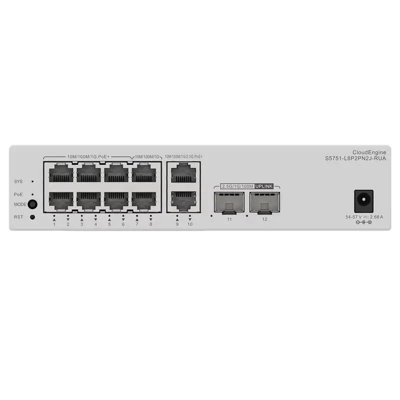 S5751-L8P2PN2X-RUA 98012495 Ethernet Switch with 8*10/100/1000base-T 6*PoE+ , 2*10/100/1000/2.5gbase-T Ports PoE+ 0