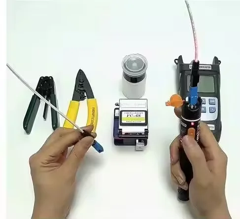 SAIVXIAN FTTH Fiber Optic Tool Kit with SC UPC Power Meter 10mW Visual Fault Locator FC-6S Model DC 12V 1-Year Warranty 4G