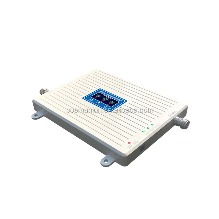 OEM intenligent GSM/PCS/WCDMA tri-frequency bands mobile signal booster amplifier with colorful screen
