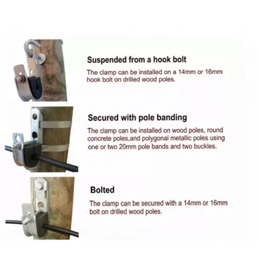 Ftth  Round ADSS Cable Suspension Clamp J-hook Suspension Clamp Pole Clamp Use for ADSS Cable