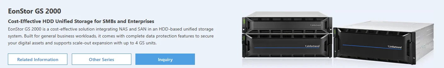 Infortrend SAS HDD Storage EonStor 2000 Series 2U 12bay GS 2012 4
