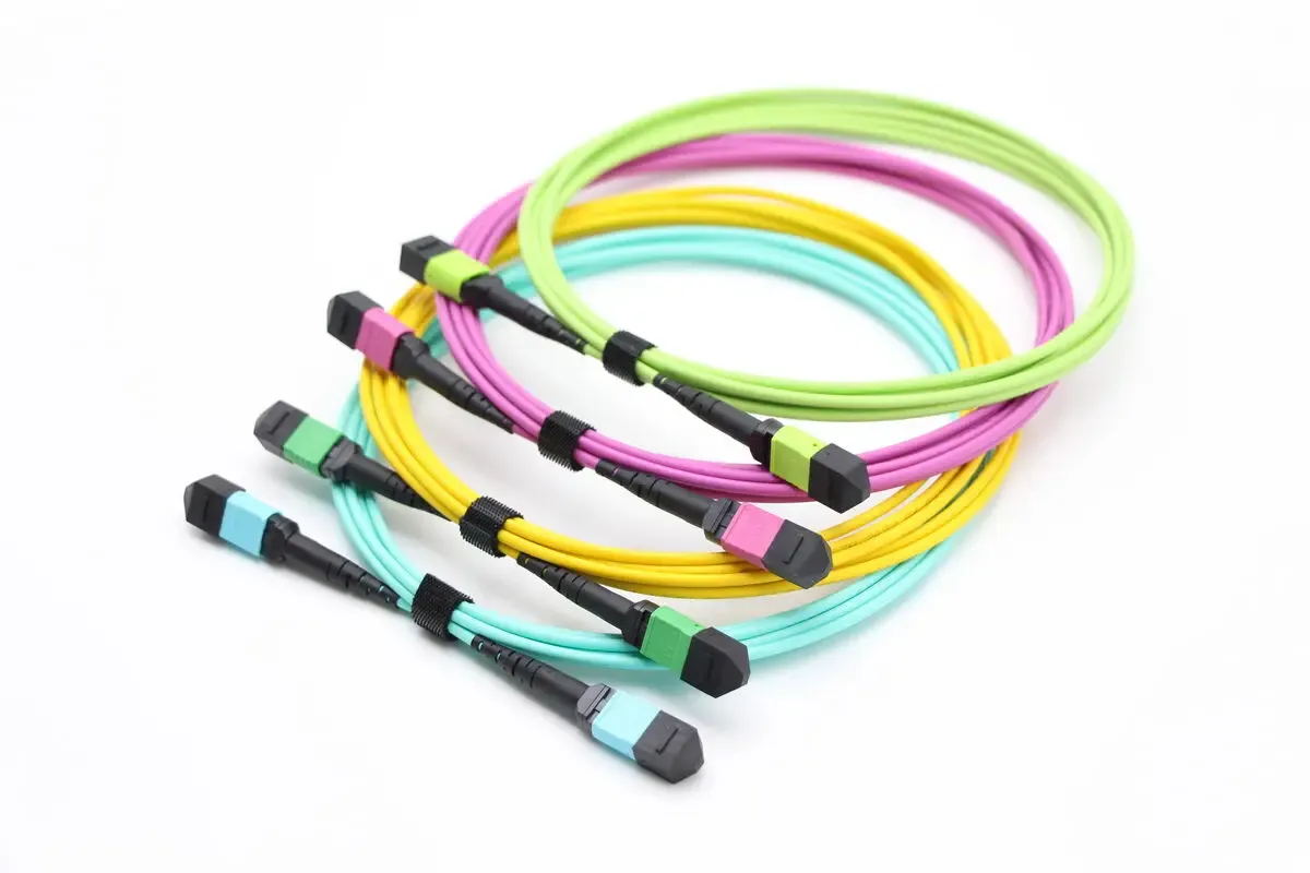 8 12 24 Core Fiber Optical MPO MTP Female Patch Cord 3.0mm Customize Length SM OM3 OM4 Low Loss-boxintelecom