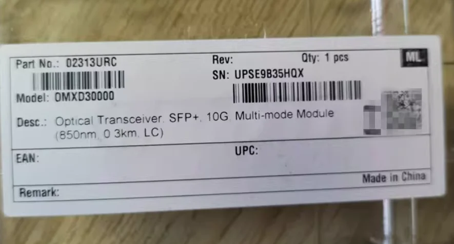 HW 02313URC OMXD30000 10GBASE-SR SFP+ Transceiver Module